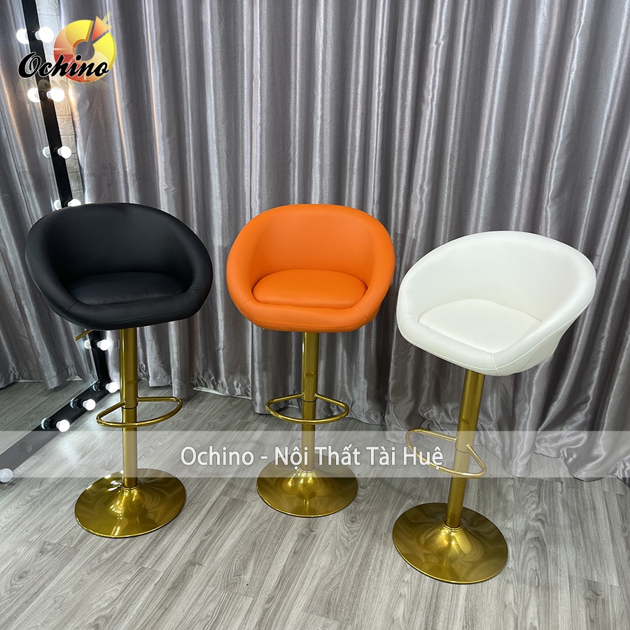 Ghế Bar, Ghế Trang Điểm Mẫu Da Tay Liền Sang Chảnh Chân Vàng K1 Sang Chảnh Điều Chỉnh Độ Cao 60/80 Và Xoay 360 Độ