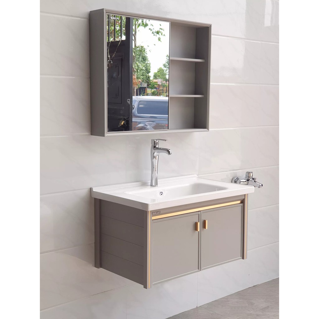 Bộ tủ Lavabo chất liệu Nhôm Aluminium chịu nước Eurolife BLV-AL10 màu Xanh nhạt