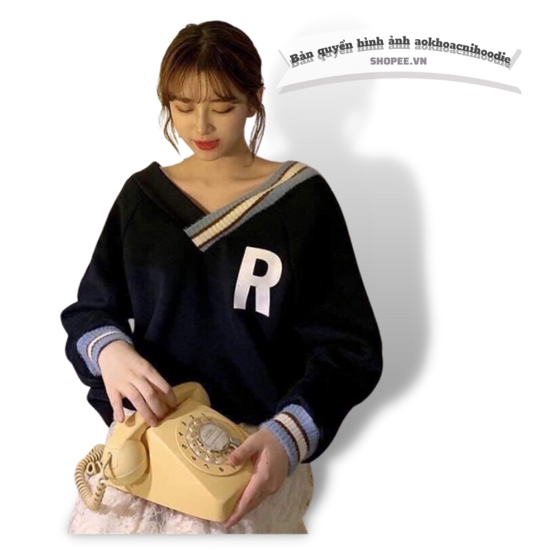Áo thu đông nam nữ , áo sweater form rộng nam nữ dài tay phối chữ R 3 màu Freeship | BigBuy360 - bigbuy360.vn