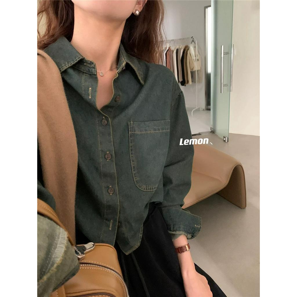 Áo Sơ Mi denim Tay Dài Phong Cách retro 67668