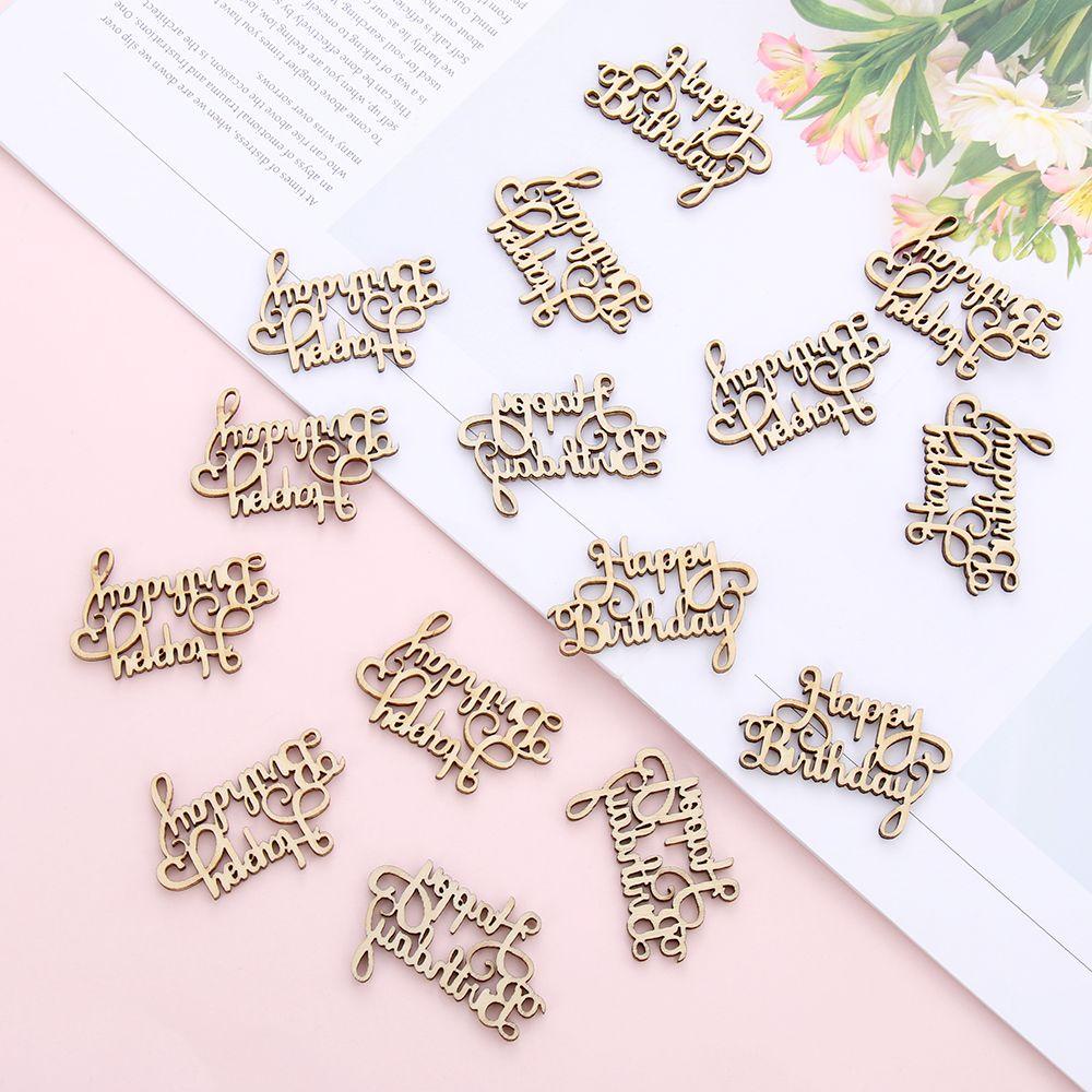 Bộ 15 Miếng Gỗ Khắc Chữ Thủ Công Màu Sắc Tự Nhiên Treo Trang Trí