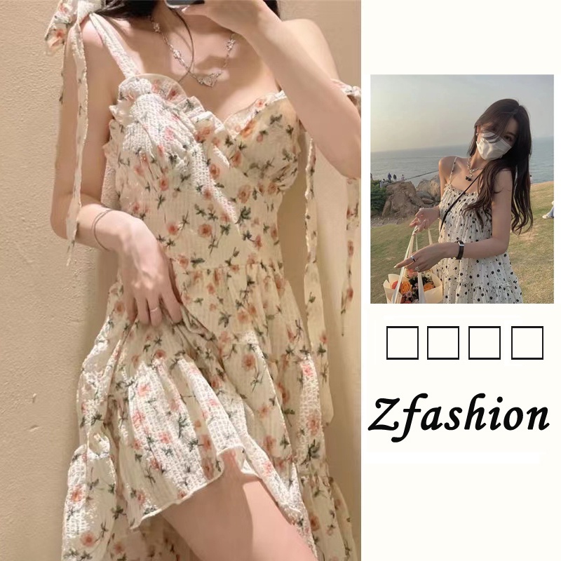 Đầm Hai Dây Dáng Chữ A Họa Tiết Hoa Thời Trang Xuân Hè Phong Cách Pháp Mới Cho Nữ