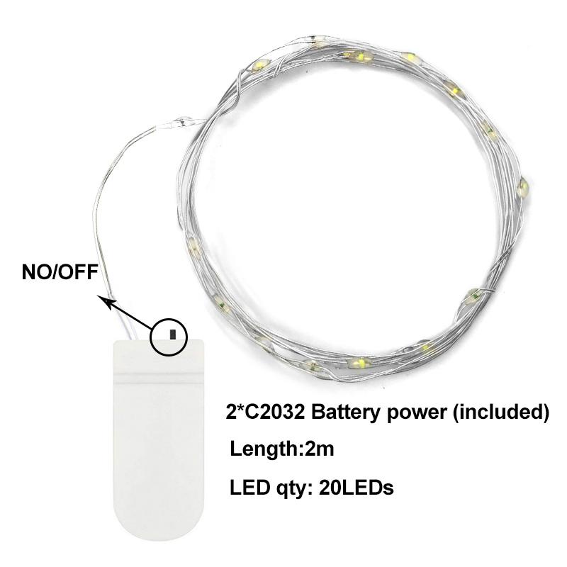 Dây đèn LED dài 2m 20 bóng có remote điều khiển dùng để trang trí phòng