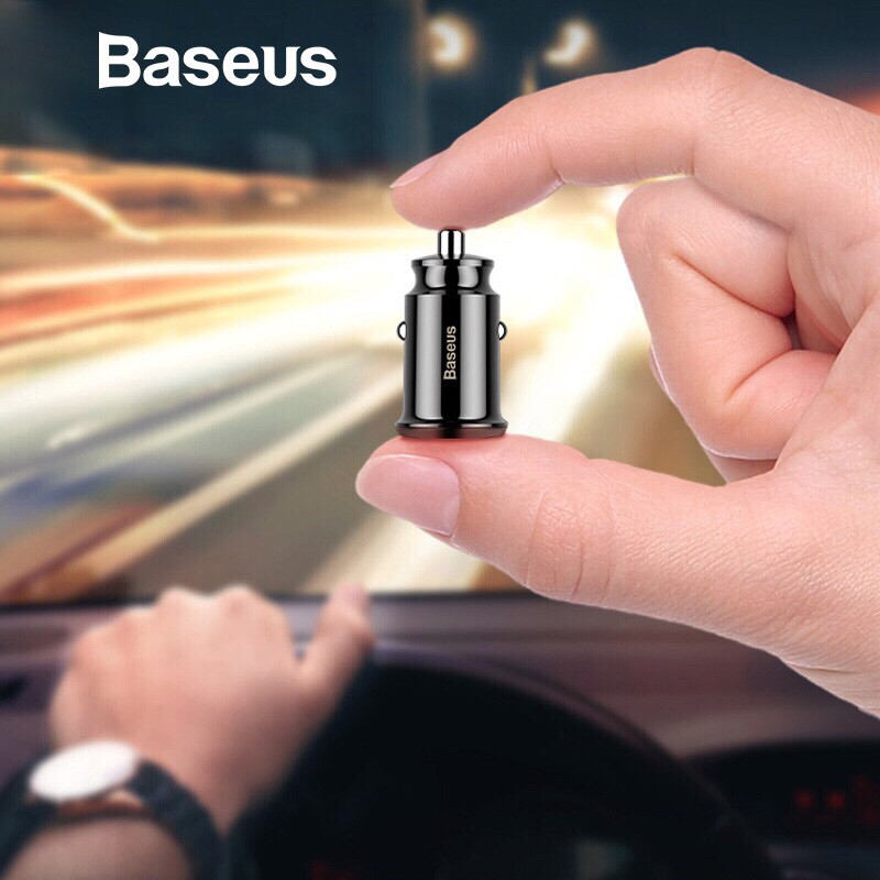 Tẩu sạc trên oto 2 cổng sạc Baseus CCALL-ML01 3.1A siêu nhỏ - cốc sạc củ sạc có đèn led ô tô xe hơi mini