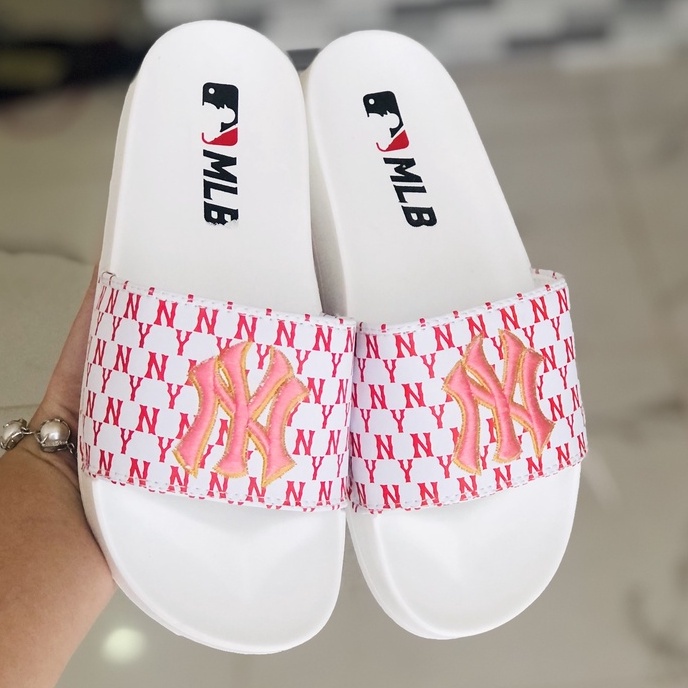 Dép Unisex 𝐌𝐋𝐁 𝗡𝗬 ❤️FREESHIP + Hộp❤️ Dép mlb Bóng Chày Quai Ngang Thể Thao Nam Nữ Thêu NY-NY Nổi Nhiều Màu Xịn GV