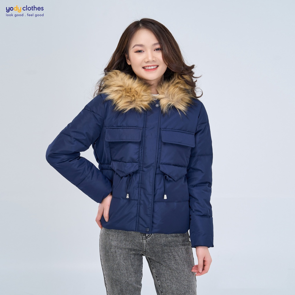 Áo phao nữ mũ lông YODY rút eo đơn giản, trẻ trung PHN4006 | BigBuy360 - bigbuy360.vn