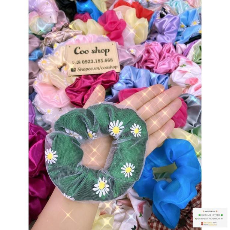 Dây Buộc Tóc SCRUNCHIES Hoa Cúc Hai Lớp