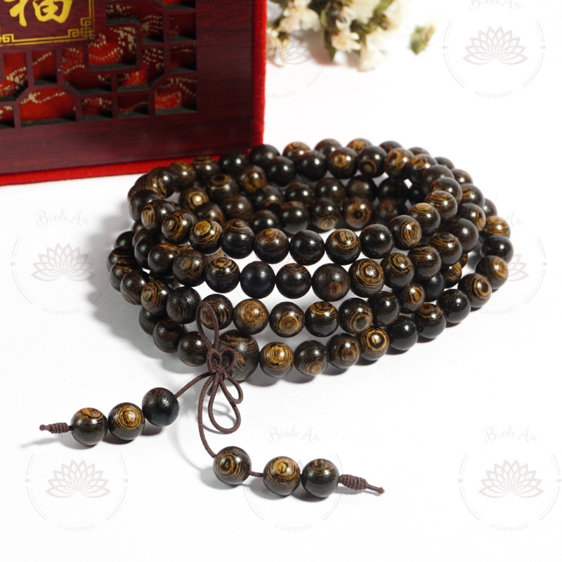 Vòng Tay Trầm Hương Sánh Chìm Chuỗi Tràng Hạt 108 6 7 8mm-An Yên-Phong Thủy-Thịnh Vượng-FreeShip