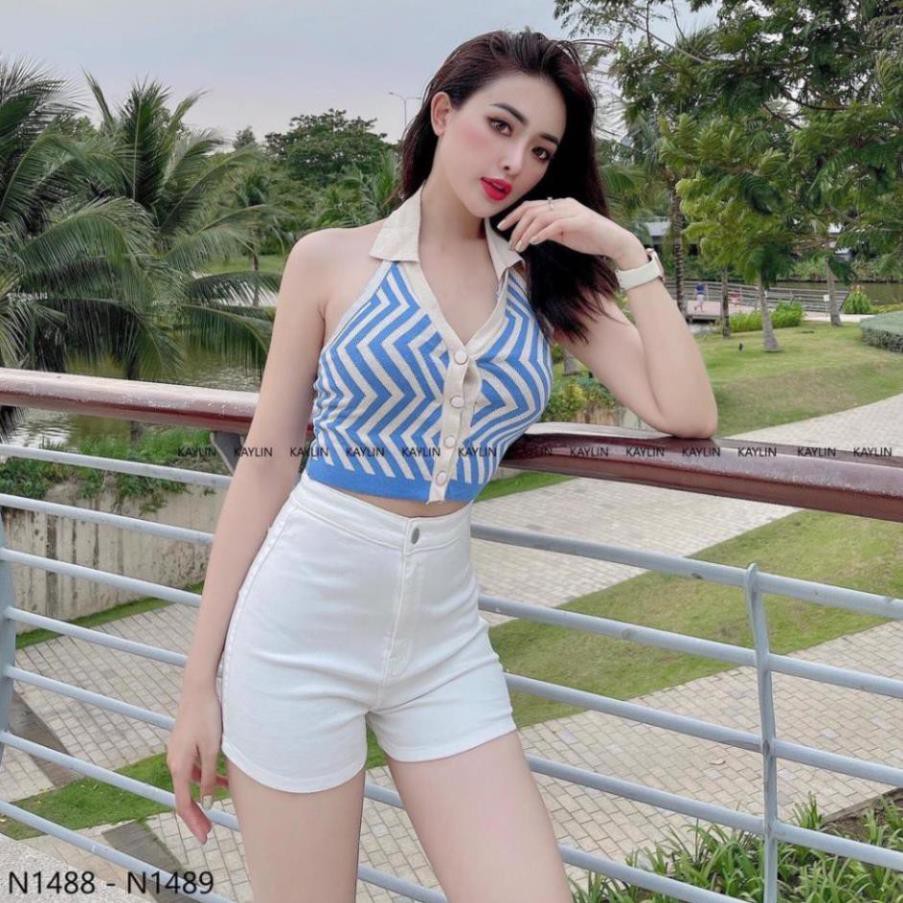 Áo Yếm Kiểu Hở Lưng Cổ V Bẻ Hoạ Tiết Sọc Dọc Sexy Co Giãn 4 Chiều | BigBuy360 - bigbuy360.vn