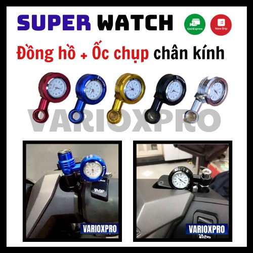 Đồng hồ chân gương xe máy - Gắn chân kính xe máy - FULL phụ kiện lắp mọi loại xe