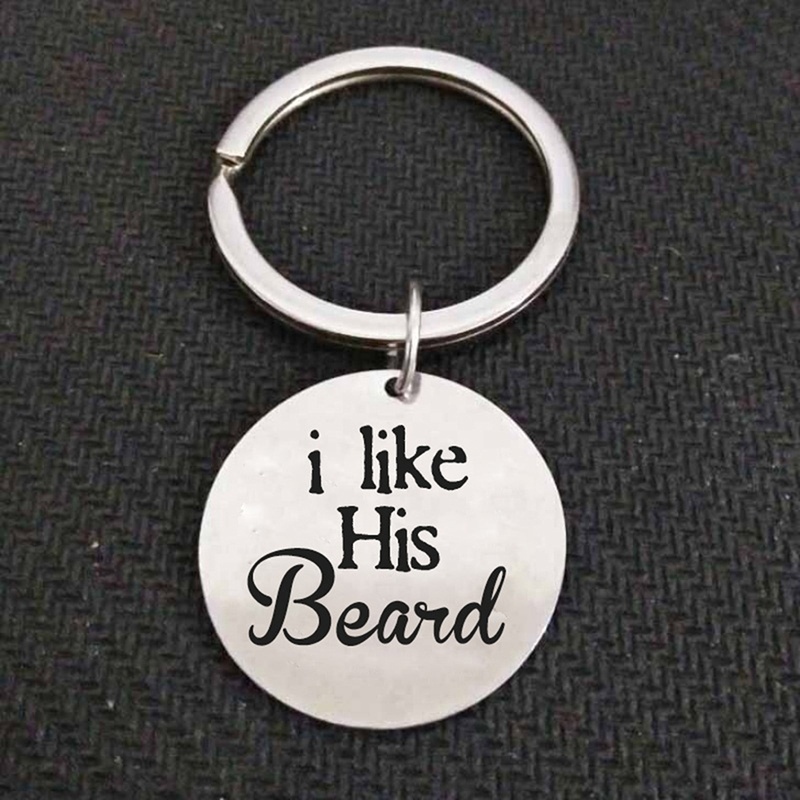1Set Keychain I Like His Beard I Like Her Butt Hand Stamped Alloy Couple Keychain Wedding Gifts for Couple