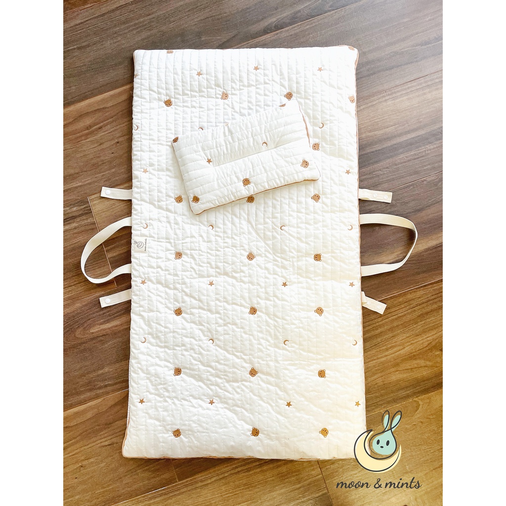 Đệm ngủ gấp gọn/gối điều hòa Moon&Mints cho bé đi mẫu giáo/nhà trẻ, lót nôi cũi