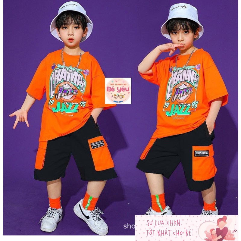 Bộ Thun Bé Trai Túi Hộp - Set Bộ Túi Hộp Champs 30-42kg - Bộ Bé Trai Năng Động Phong Cách Hip Hop - N&D Kid