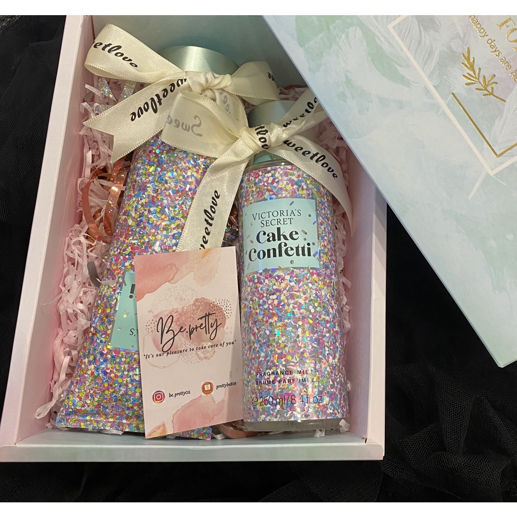 Box quà cao cấp Body mist + Body lotion VICTORIA'S SECRET - Cake Confetti