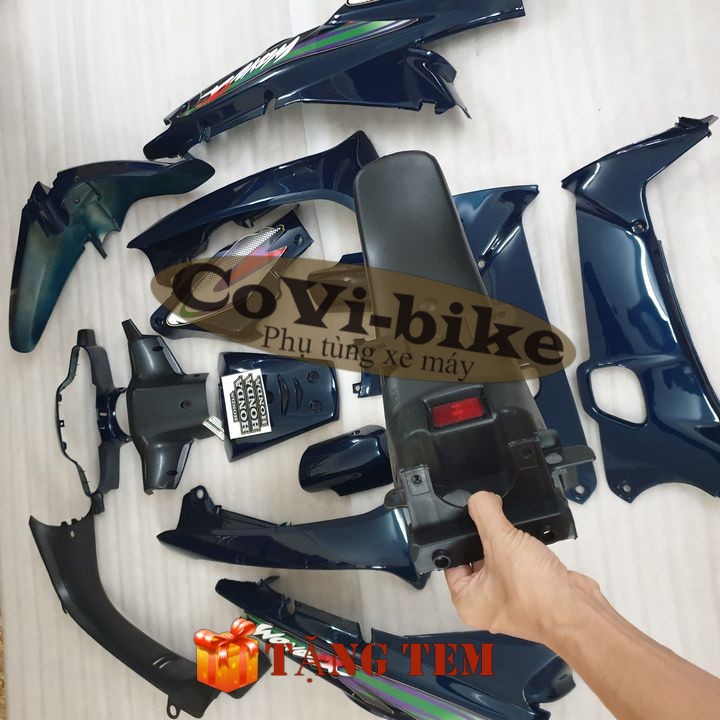 Bộ dàn áo xe Wave 110 -anpha cũ -ZX đời 1997 đến 2006 Màu Xanh Nhớt  Pha đèn trước xe Wave nhỏ - SPB-DGW-nhớt