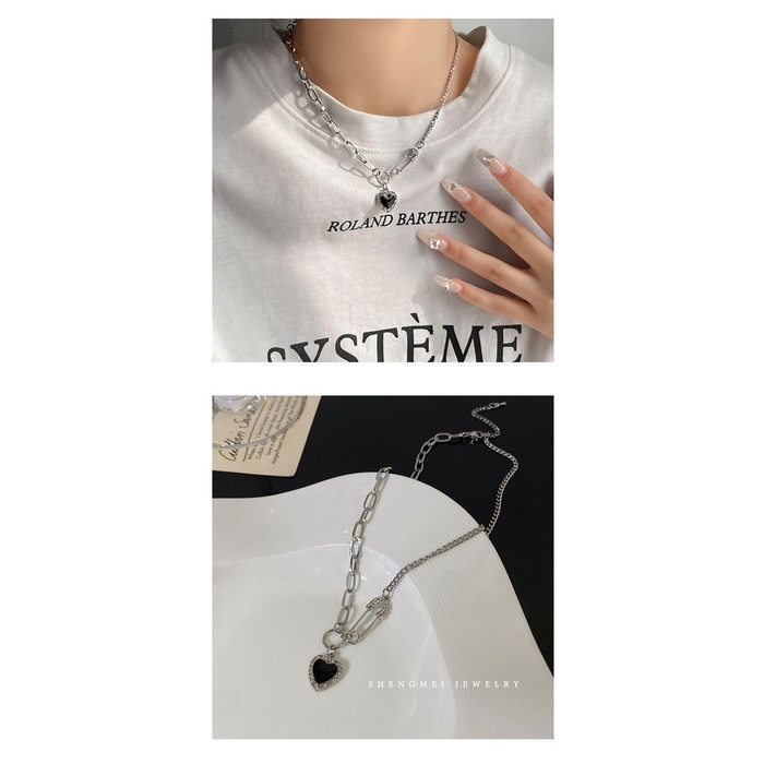 Dây Chuyền Thép Titan Cao Cấp Màu Đen Phong Cách Hip Hop Thời Trang Mùa Hè Cho Nữ