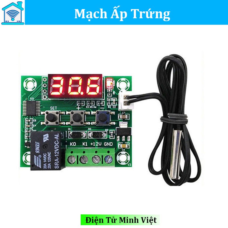 Mạch Cảm Biến Kiểm Soát Nhiệt Độ Ấp Trứng W1209 Relay 12VDC XH-W1209