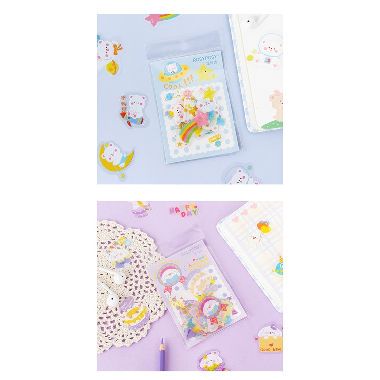 Bộ 40 Miếng Dán Trang Trí Nhật Ký Hình Động Vật Dễ Thương DIY