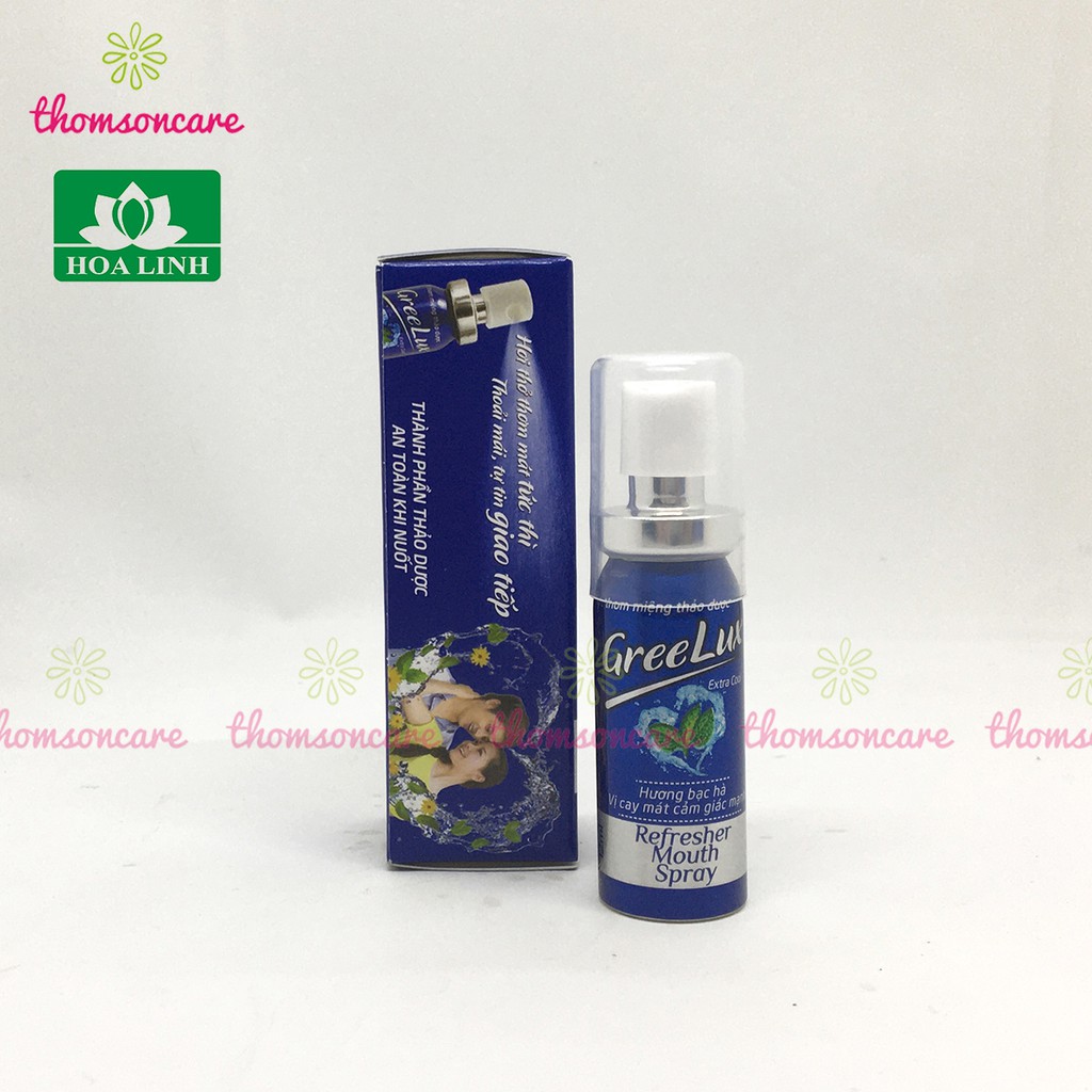 Xịt thơm miệng Greelux Extra Cool Thảo Dược chai 12ml - nước khử mùi hôi miệng gree lux bạc hà bình mini