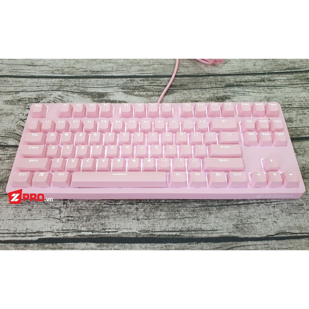 Bàn Phím Cơ EDra EK387 Pink / White / Black RGB , Rainbow V2 - Chính Hãng