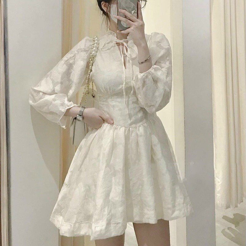 Đầm dạo phố tay hồng ren hoa xinh xắn Zuzu Dress