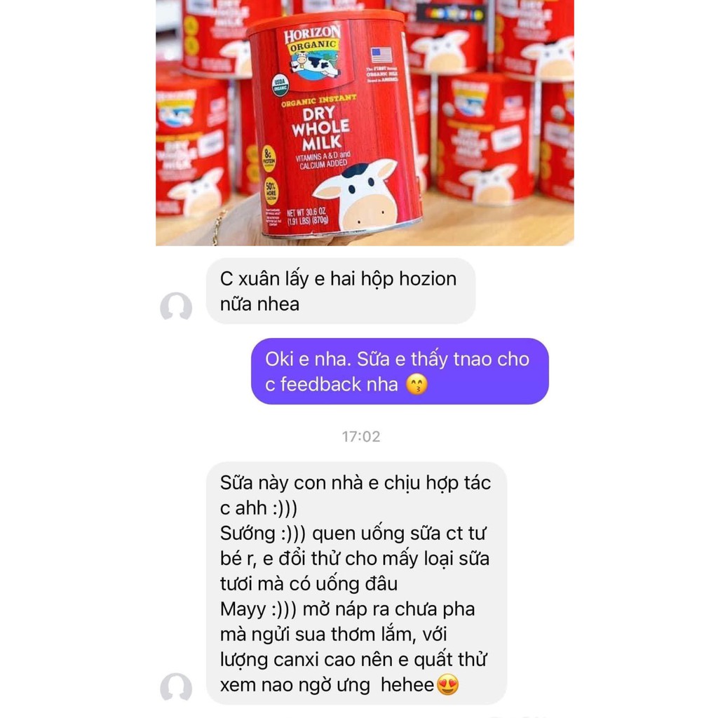 Sữa Tươi Dạng Bột Horizon Organic Whole Milk - hàng Mỹ -  870g