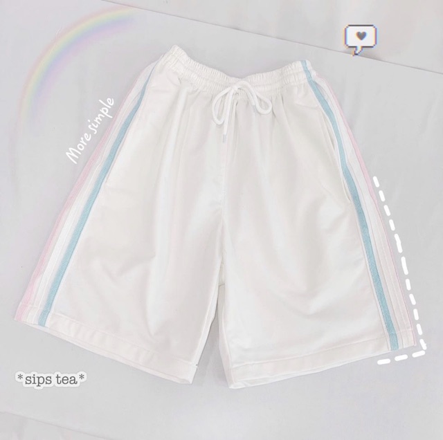 Quần Short Thun Ống Rộng Phối Line Unisex | BigBuy360 - bigbuy360.vn