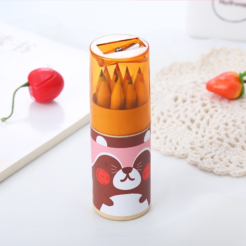 Bộ 12 Cây Bút Chì Màu Sắc Kèm Đồ Chuốt Và Hộp Giấy Kraft Dành Cho Vẽ Tranh Văn Phòng Trường Học