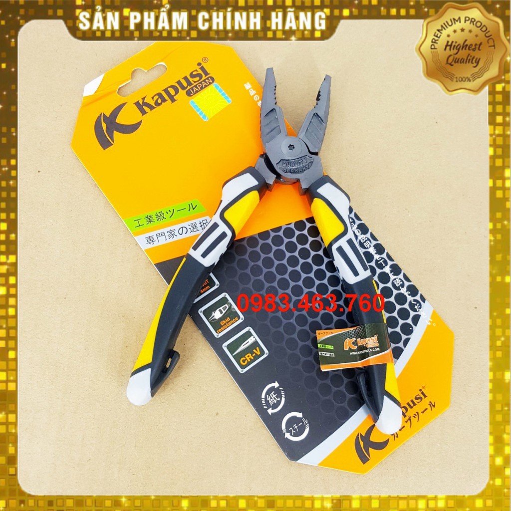 KÌM ĐIỆN CAO CẤP (KỀM ĐA NĂNG) KAPUSI 8 INCH - XÁM CÁN SỌC CAO CẤP