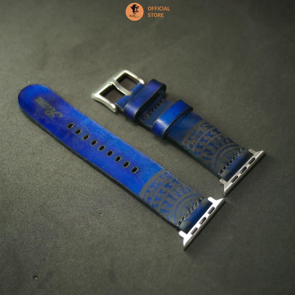 Dây Đồng Hồ AW 2,3,4,5,6,7,8, AW Ultra Da Bò Thanh Lịch - RAM Leather Simple trống đồng màu xanh navy