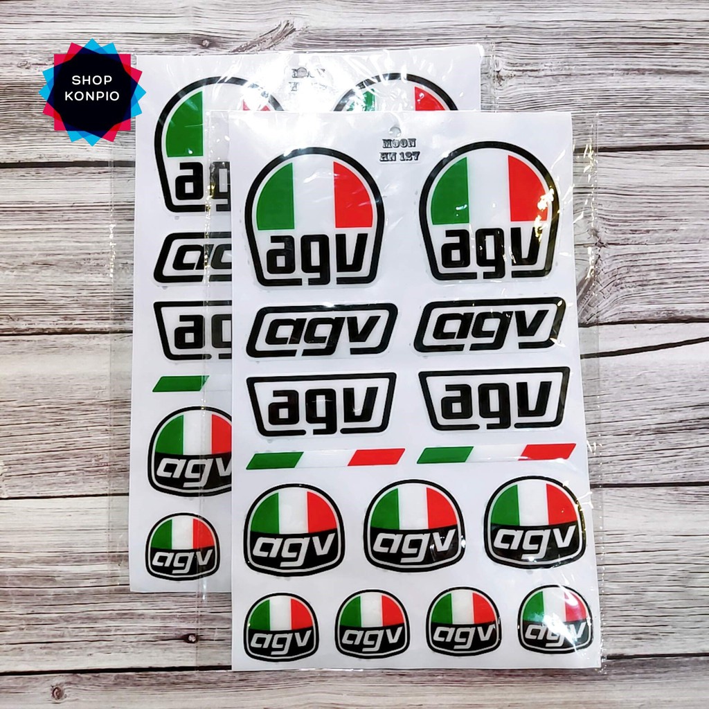 Bộ Tem Sticker AGV Dập Nổi Cao Cấp Dán Xe Máy, Ô Tô, Mũ Bảo Hiểm, Chống Thấm Nước, Chống Bay Màu