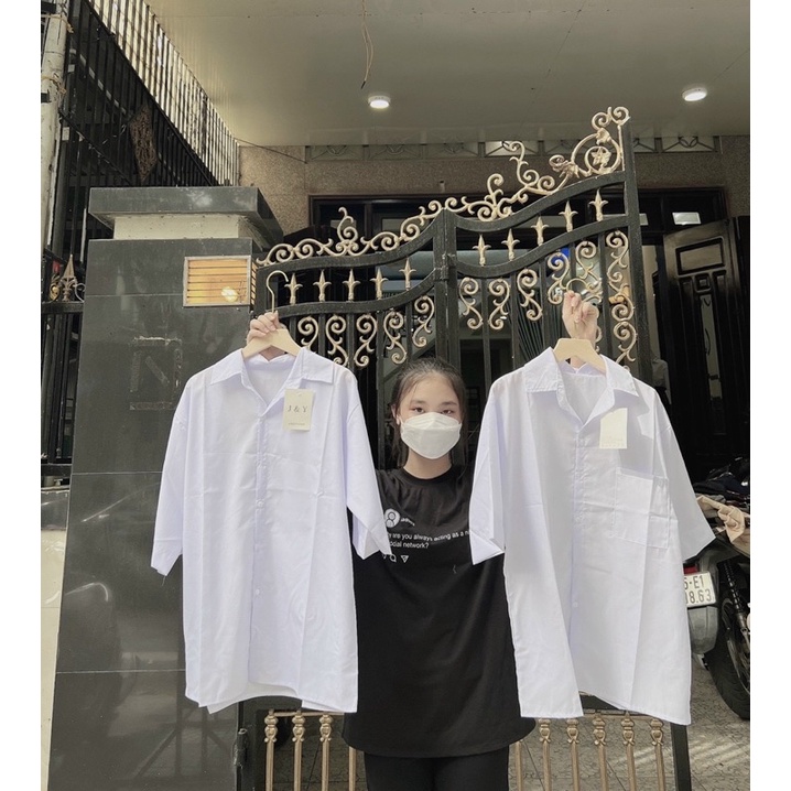 🌈ÁO SƠ MI TRẮNG TRƠN TAY NGẮN CÓ TÚI FORM RỘNG PHONG CÁCH HÀN QUỐC🌈 Chizi Shop