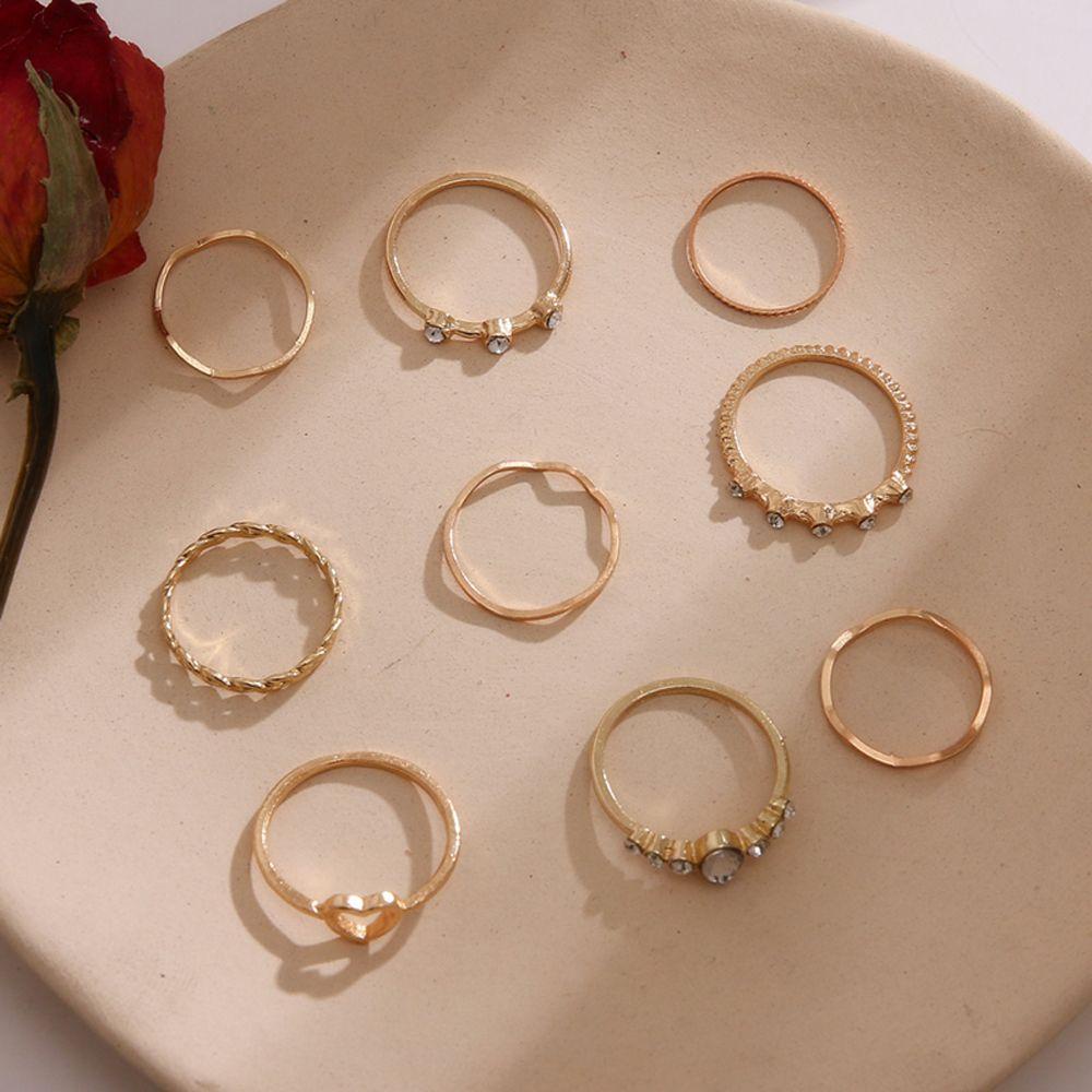 QQMALL Bộ Nhẫn Đeo Tay Phong Cách Hàn Quốc Tối Giản