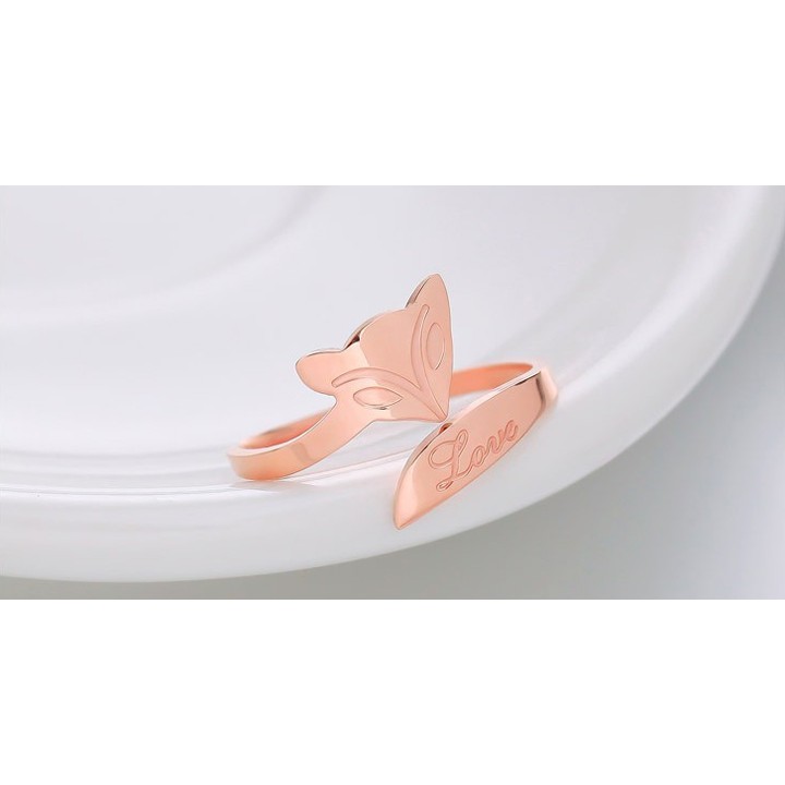 nhẫn titan cao cấp hồ ly màu vàng hồng - truy tìm tình yêu - tặng hộp đựng xinh xắn