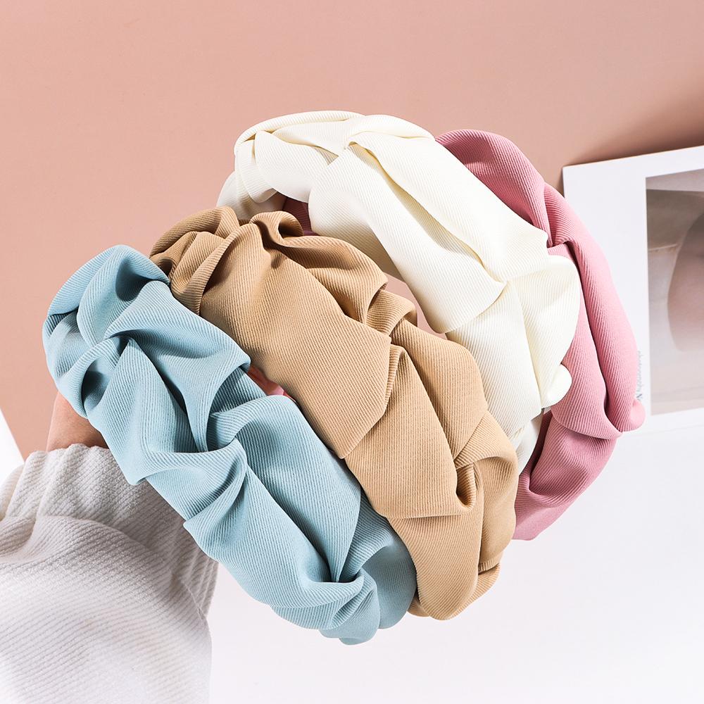 Băng Đô Cài Tóc Bản Rộng Màu Trơn Thời Trang MIHAN1