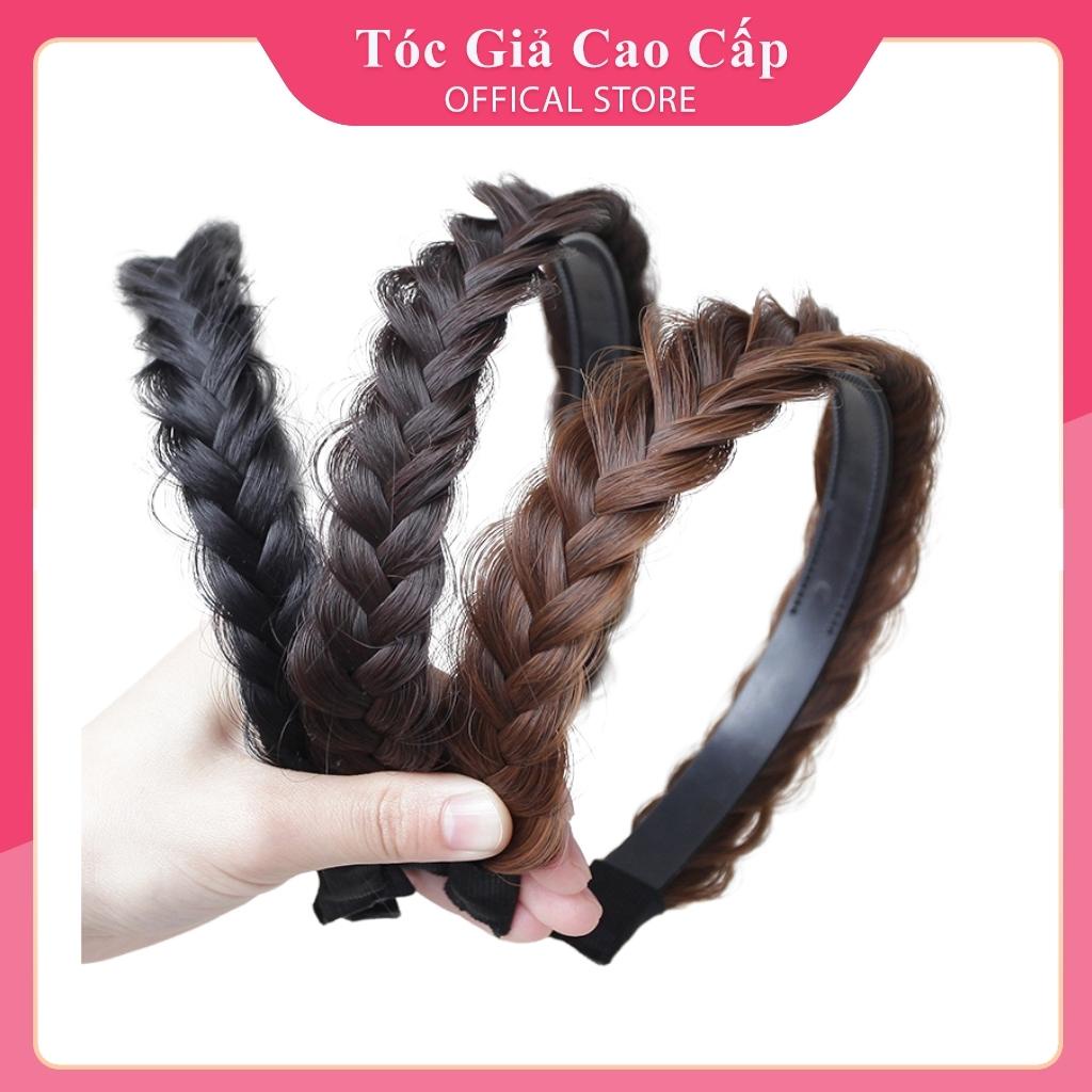 Tóc giả băng đô tết tóc , cài trơn, 3cm, sợi tơ cao cấp dệt bằng tay