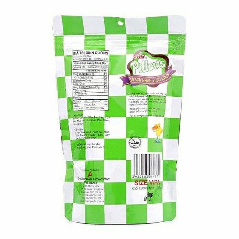 Snack Nhân Vị Sữa Dừa Pillows 100gr