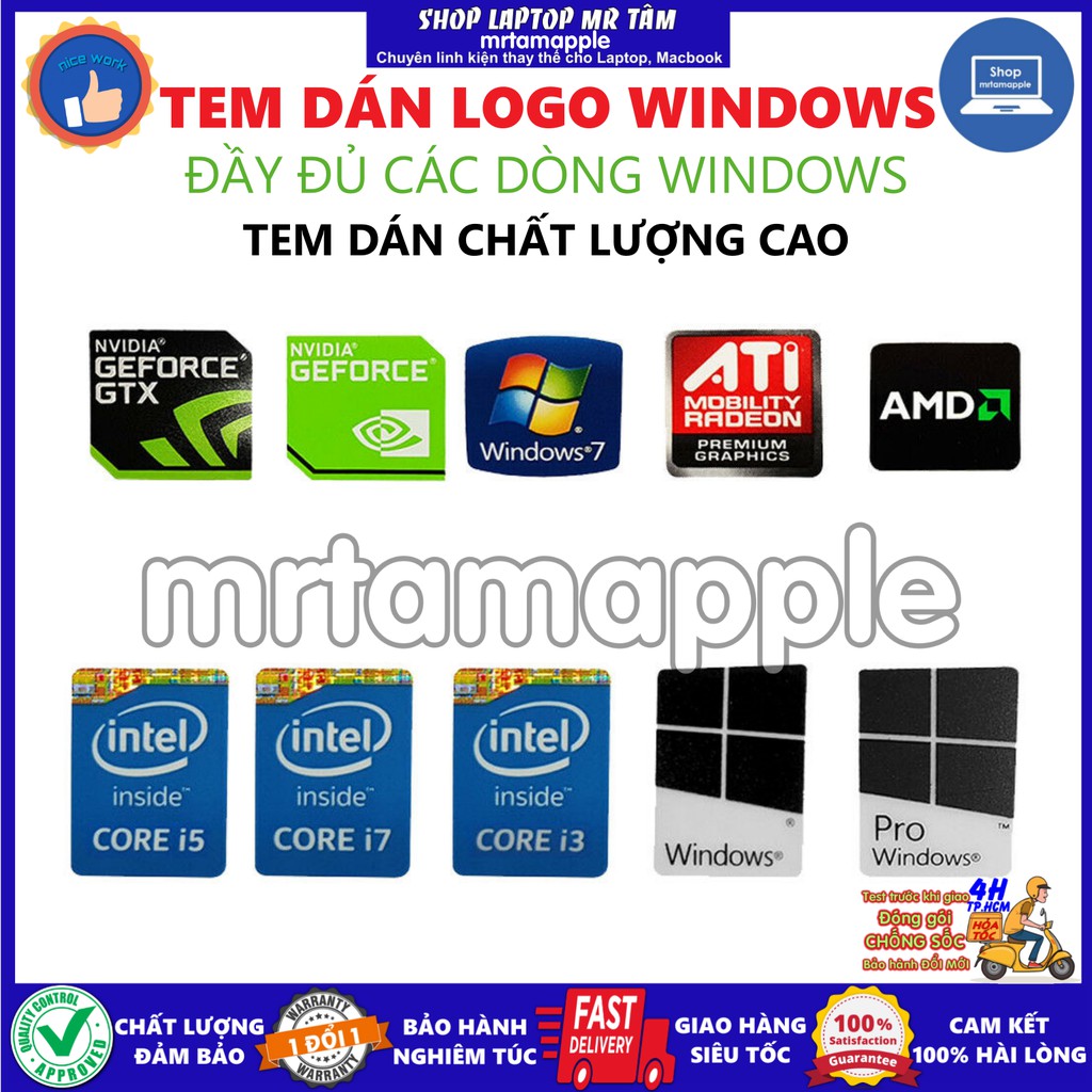 (STICKER) TEM LOGO WINDOWS 7 WINDOWS 10 DÁN MÁY TÍNH LAPTOP | WebRaoVat - webraovat.net.vn