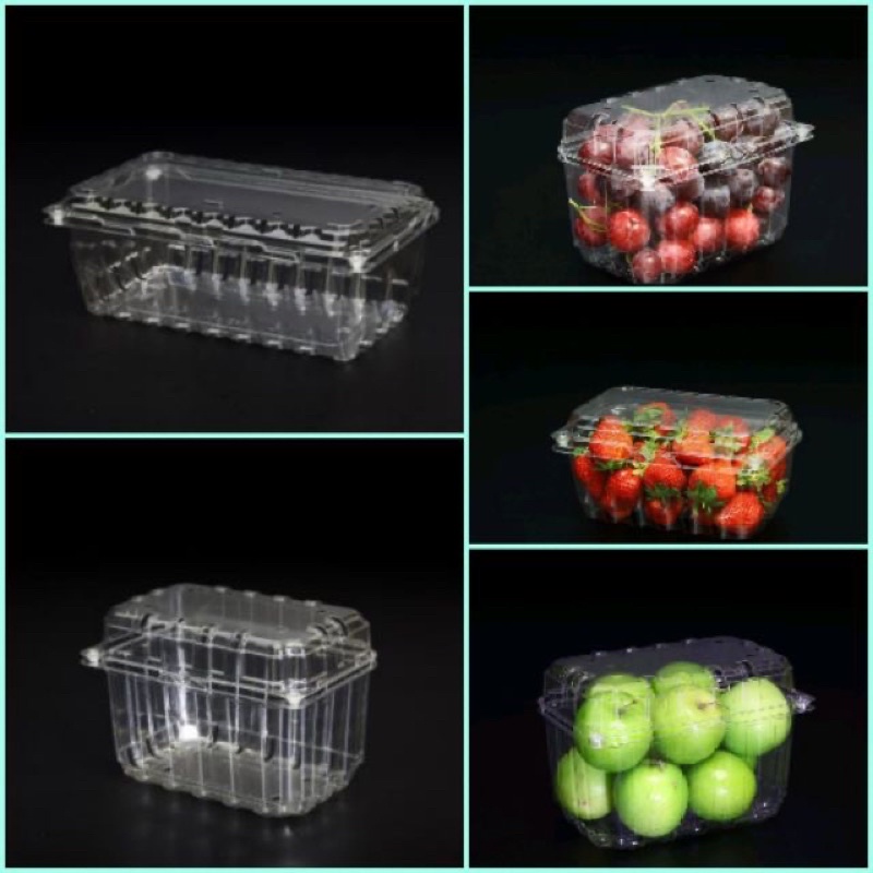 Hộp Jade box P1000B/P500B đựng trái cây 1kg/0,5kg như cherry, dâu, kiwi, mít lọt sẵn