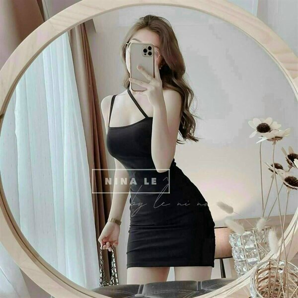 (Sale FreeShip) Đầm body nữ  2 dây kèm khoát,chất thun gân mềm mịn,hàng chuẩn from diện đi đâu cũng sang chảnh