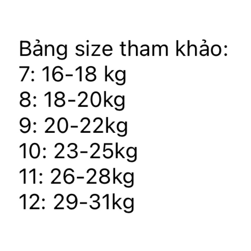 Bộ lanh sát nách BÉ TRAI SIZE 16-31 kg (size nhỏ ở mục khác)