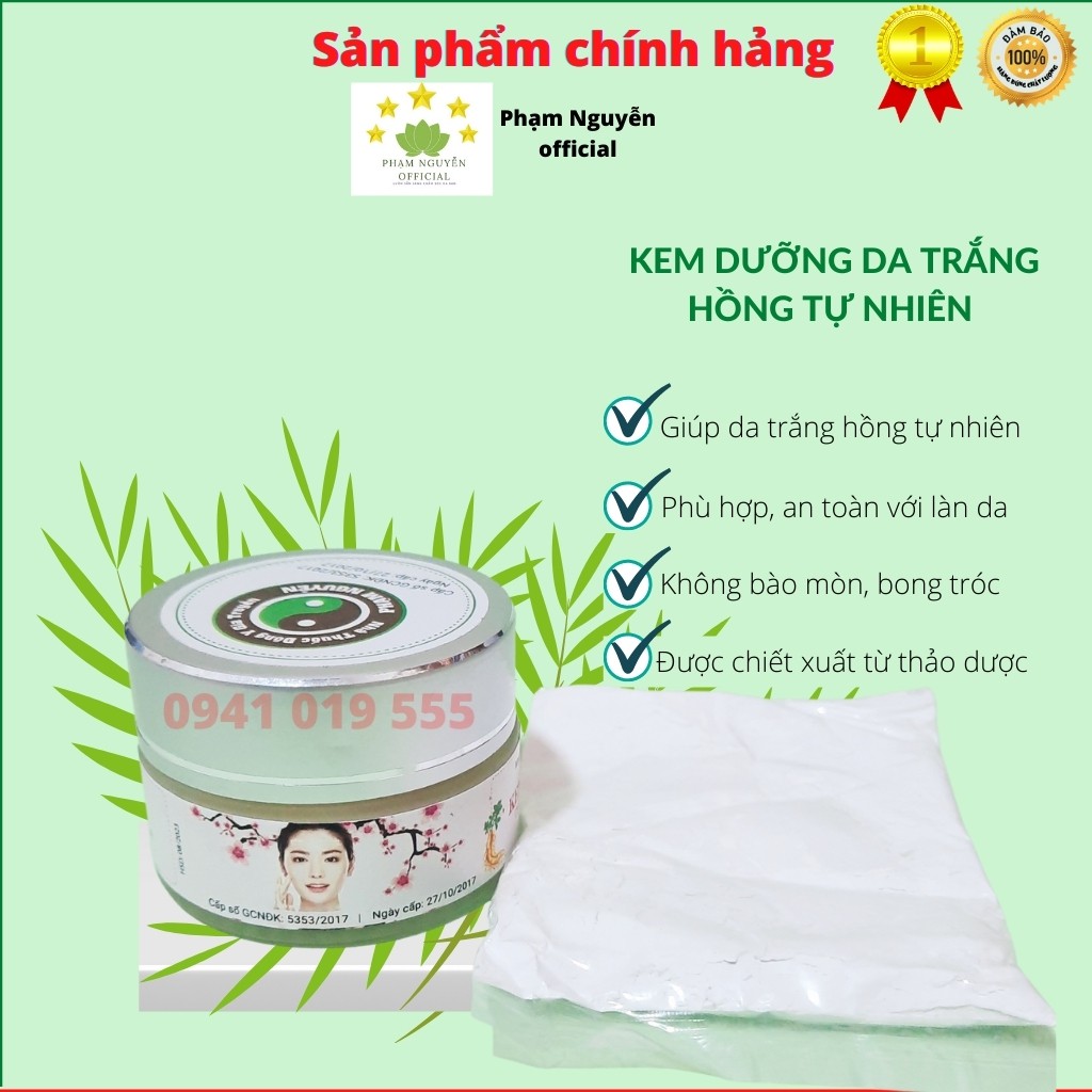 KEM DƯỠNG TRĂNG, GIẢM NHĂN, LÀM MỊN DA ĐÔNG Y GIA TRUYỀN PHẠM NGUYỄN ( HANDMADE)