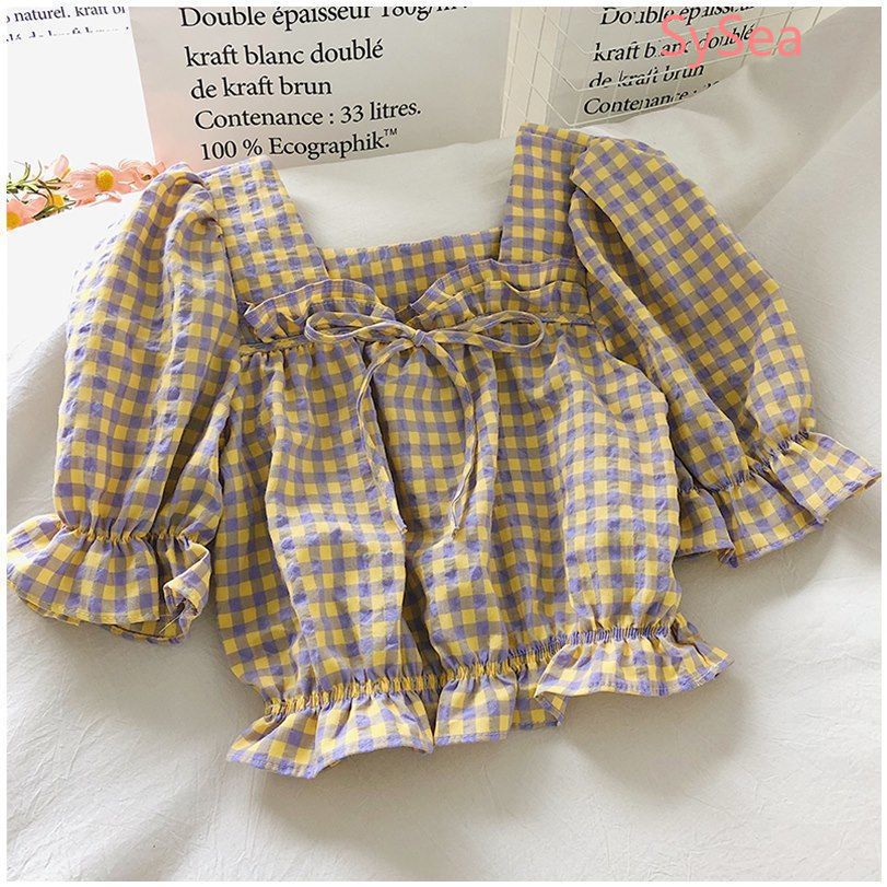 Áo Sơ Mi Croptop Tay Ngắn Kẻ Sọc Thời Trang Mùa Hè Cho Nữ