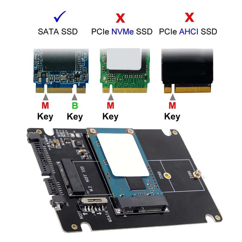 Combo Bộ Chuyển Đổi M.2 Ngff B-Key & Msata Ssd Sang Sata 3.0 Kèm Công Tắc Sata 3.0 Hỗ Trợ Lùi Đảo Chiều 3.2 | BigBuy360 - bigbuy360.vn