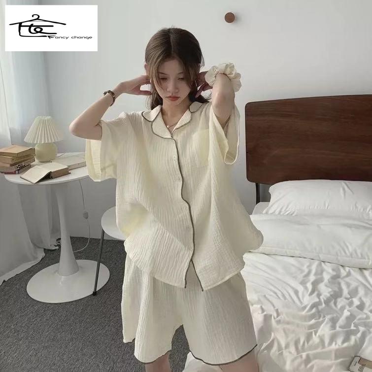 Bộ Đồ Ngủ Vải Cotton Lanh Mỏng Thoải Mái Thân Thiện Với Da