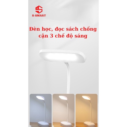 Đèn học - đèn học chống cận cho bé. den để bàn tích điện, pin 360mah, 3 chố độ sáng, tặng kèm dây sạc