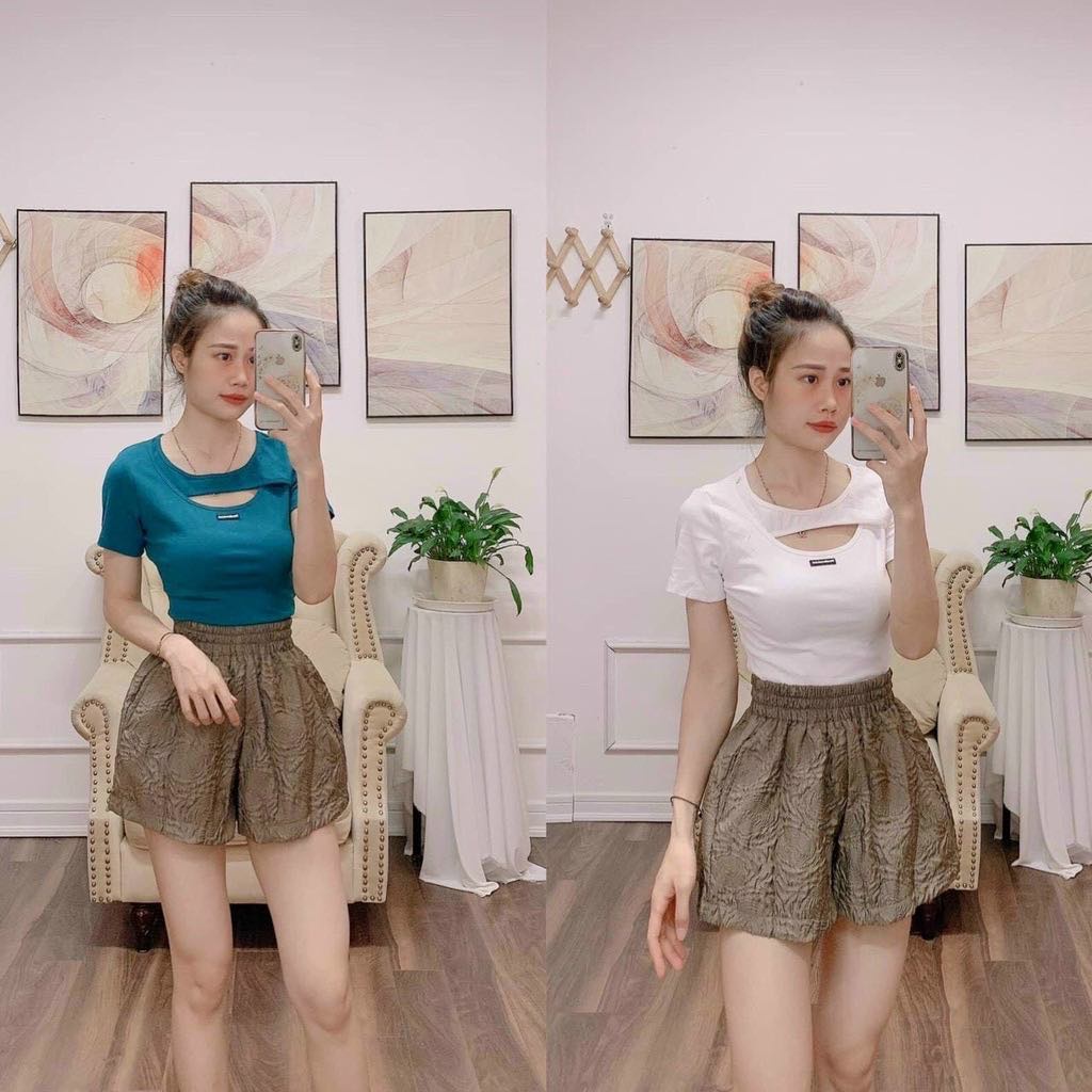 Quần đùi xốp phồng in hoa 3D sang chảnh