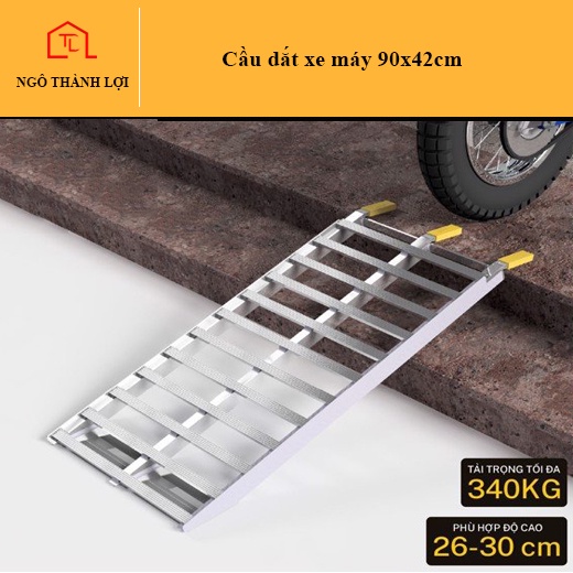Cầu dắt xe máy  hợp kim nhôm 90x42cm cho thềm nhà từ 26 - 30cm