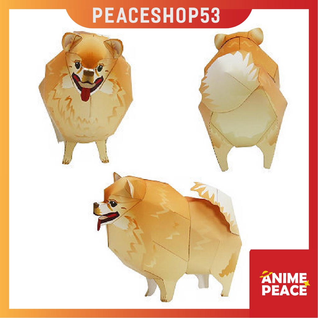 Mô Hình Giấy Chó Phốc Sóc Pomerania Mô Hình Giấy Động Vật Cún Pomerania OS65