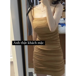 [ORDER] Váy body 2 dây nâu tây